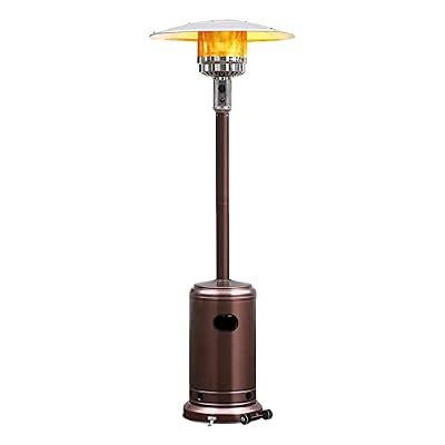 Giantex Patio Heaters for Outdoor Use, 50,000 BTU Propane Outdoor Heaters with Wheels, Outdoor Heat Lamp with Trip-Over Protection & CSA Certified for Commercial and Household (Bronze)