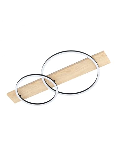 Plafonnier LED moderne poutre bois naturel GL0378 salon salle à manger