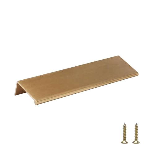 Image of Rergy 4 Pack 6-1 /4 inch Cabinet Pulls Champagne Bronze Finger Pulls for Cabinet | Aluminum Alloy Champagne Gold Edge Pulls Modern Cabinet Handles for Kitchen, Cupboard, Drawers, Dressers, Screws Included