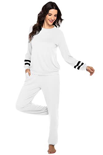 Image of Ekouaer Sweatsuits Womens Loungewear Set Tracksuit Long Sleeve Pajamas Set with Pockets 2 Piece Outfits Lounge Sets