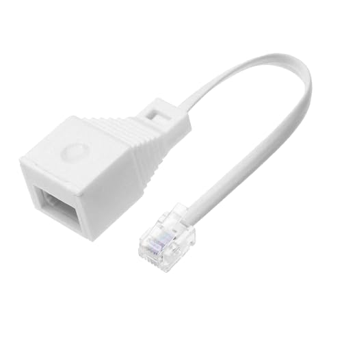 LORSENG 1 Pcs RJ11 to BT Socket Adapter, RJ11 4 Wire to BT Telephone Female Socket, Cable Adapter Landline Port Converter Extender FAX Modem Corded Cordless for Seamless Calls & Fast Internet (White)