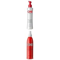 Bundle of CHI Total Protect Defense Lotion, Lightweight Lotion For Locking In Moisture & Protecting Hair From Heat, 6 Oz + CHI 44 Iron Guard Thermal Protection Spray, Clear, 8 Oz