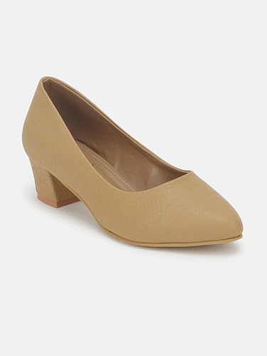 Image of Marc Loire Women's Textured Block Heel Pump Shoes for Office, Party and Formal Occasions