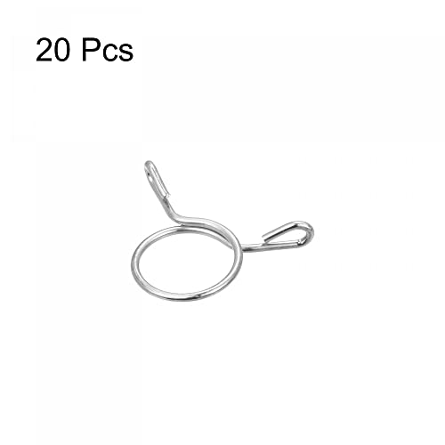 uxcell Fuel Line Hose Clips, 20pcs 15mm ID Fit 16.5-17mm OD Hose 304 Stainless Steel Water Pipe Air Tubing Spring Hose Clamps for Motorcycle Scooter