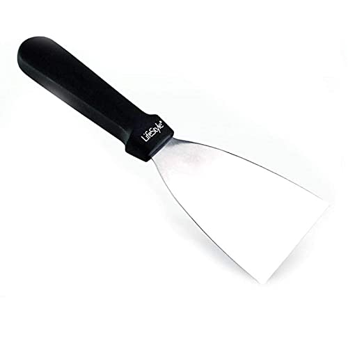 Lifestyle - Espátula Triangular de Acero Inoxidable 24 cm, Paleta de Cocina y repostería, Mango de plástico con Agujero, utensilio para Servir Comida, Parrilla