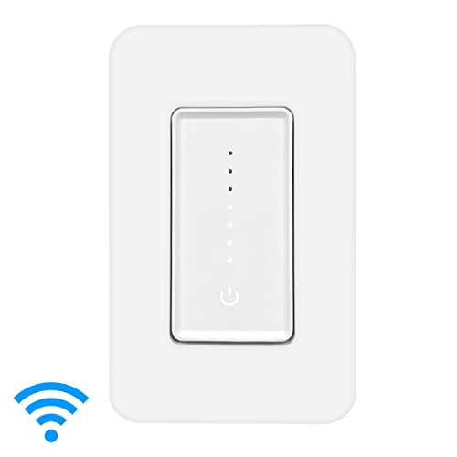Luvoni Smart Wifi Digital Dimmer Switch, 3-Way/Single Pole Electrical Light Switch W/Led Indicator Lights, Voice Control Compatible W/Alexa & Google Home, 250W, Screwless Wall Plate Incl, By Maxxima #TOP1