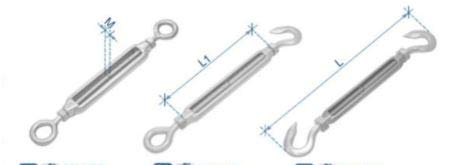 2 Piezas Tensor de Acero Inoxidable 316 1/4" UNC Gancho y Ojal miniatura 5