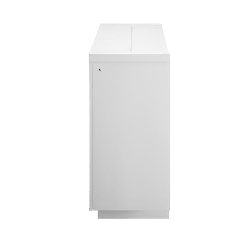 ESPIDOO 76 Inch Electric Fireplace TV Lift: Modern White Cabinet with Remote Control & Temperature Settings - Professional Interior Design Solution for Upscale Residential Spaces - Image 4