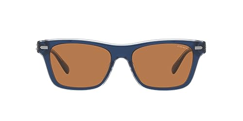 Coach HC8371U Universal Fit Sunglasses, Dark Blue/Light Blue/Brown Solid, 54 mm