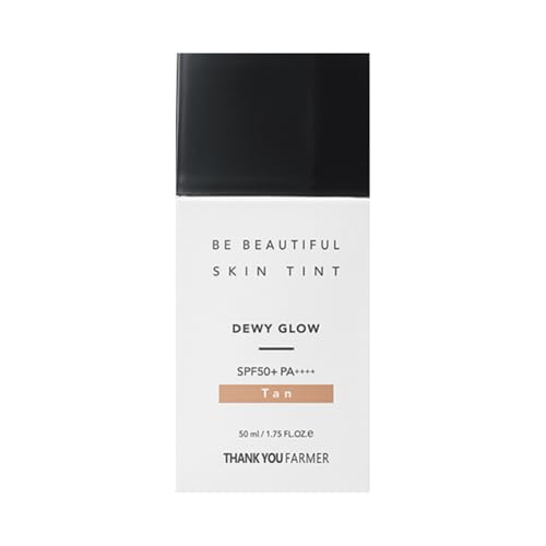 Image of THANKYOU FARMER Be Beautiful Skin Tint (Tan) 3-in-1 Hydrating Tinted Moisturizer, Primer & SPF50+ Sun Protection, Lightweight Daily Base Makeup, Natural Sheer Coverage, Even Skin Tone, Breathable, Dewy Finish for All Skin Types (50ml)
