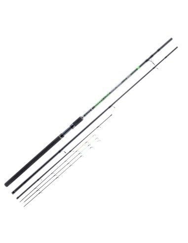 ALCEDO Green Line Power Feeder Canna da Pesca Feeder in Carbonio Alto e Intermedio Modulo, Azione Progressiva, 3 Cime in Carbonio, Anelli SiC.