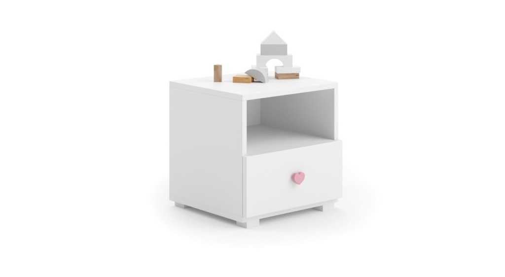 KOBI Comodino Emi Bianco Rosa