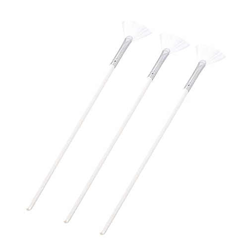 HONMEET 3pcs Mask Brush Handle For Facials Peel Charcoal Babe Soft Fan for Facials Mask Applicator Tool Facial Applicator Face Masks Skincare Face Brush Long Facial Fluffy White