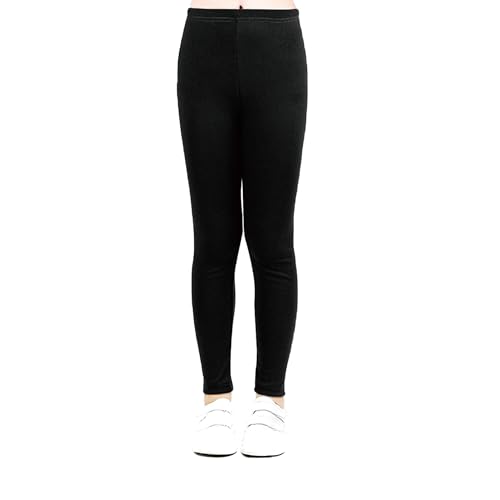 Leggins Blancos Niña Niño, Leggins Negro Malla Unisex Largos Liso Mate Sin Brillo Cintura Alta Elastico Comodo para Gimnasio Deporte Deportiva Casual Disfraz (FR/ES, Edad, 10 años, Regular, Negro)