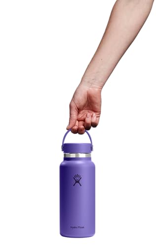 Image of Hydro Flask Water Bottle - Insulated Stainless Steel - Wide Mouth Flex Lid, Non Spill, Leakproof and Refillable in 32 Oz Utopia Purple