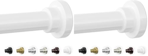 Image of Mcrbeay Shower Curtain Rod, 1 inch Diameter Heavy Duty Tension Shower Rod, Non Slip Adjustable 28-74 inch No Drill Shower Curtain Rods Spring Tension For Bathroom, Shower Stall, No Rust, White (Pack of 2)