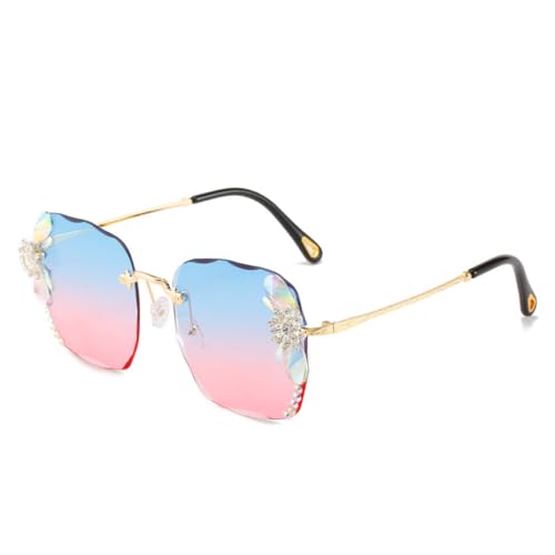 Lunettes de soleil carrées sans armature anti-éblouissement look vintage