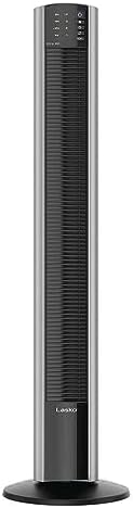 Lasko XtraAir 48 Inch 4 Speed Quiet Widespread Oscillating Standing Tower Home Fan Air Ionizer with Remote Control and 8 Hour Timer, Silver