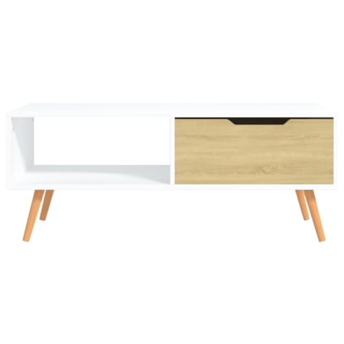 Table basse de séjour blanc et chêne pour sublimer vos soirées canapé - 4