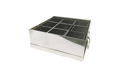 Abhishek Stainless Steel Commercial Masala Dabba Spice Box Medium Jumbo 9 Compartment - Silver