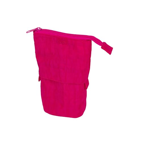 BRW Estojo Escolar Nylon Retratil 1 Ziper Rosa