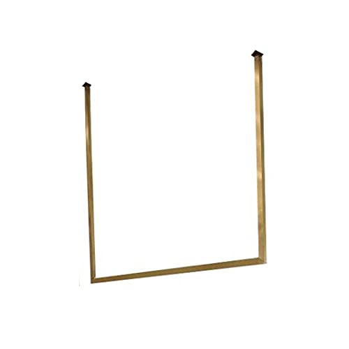 Perchero de pared para colgar ropa móvil, estante de exhibición de ropa de diseño industrial, perchero de techo de metal (color: dorado)