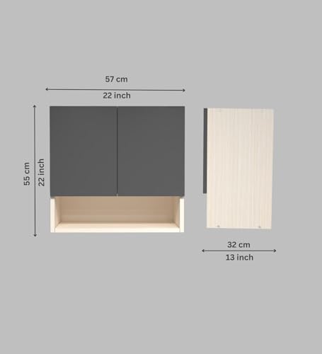 Image of SPECIALITY PANELS 2 Door Wall Cabinet with UV Profile Shutter | Wall Mounted Storage Cabinet for Kitchen Bathroom Living Room | Wooden Wall Cabinet Organizer UV Grey Finish | DIY Assembly