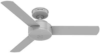 Hunter 44 inch Indoor Ceiling Fan No Light - Modern Ceiling Fan without Light, 3 Blades, Standard Mount, For Bedroom, Living Room, or Kitchen, Wall Control - Presto 52384, Dove Grey