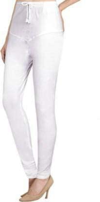 Image of Kex Black White Solid Cotton Churidar Length Leggings Women Leggings Girls Leggings Leggings for Women Ruby Leggings