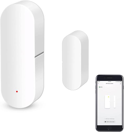 Capteur de Porte WiFi Capteur de Contact Intelligent pour fenêtre Alarme sans Fil Compatible avec Alexa et Google Assistant Pas Besoin de hub 1 Pack