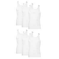 Hanes Men's 6-Pack Tank Top, Comfort Soft Moisture Wicking Tagless Tank Undershirts - White - 6 Pack 2X-Large
