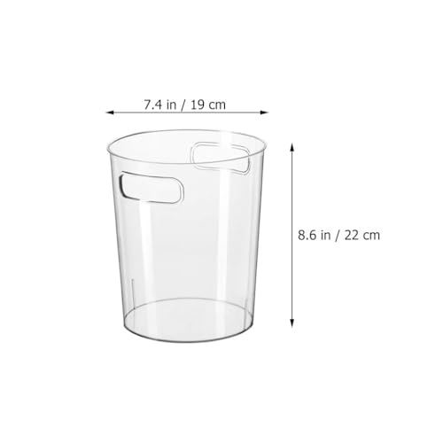 Image of PRETYZOOM Small Plastic Waste Basket, Clear Round Trash can with Handle, 1.5 Gallon Garbage Bin for Bathroom, Bedroom, Kitchen (19x19x22cm)