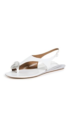 Tory Burch Women's Patos Slingback Sandals, Bianco, Silver, White, 10 Medium US
