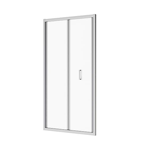 Box Doccia Nicchia 75 cm Mod. Capri Apertura A Libro Soffietto Vetro Temperato 6mm Opaco Profili in Alluminio Cromato Flat Design Maniglia in Abs Cromato