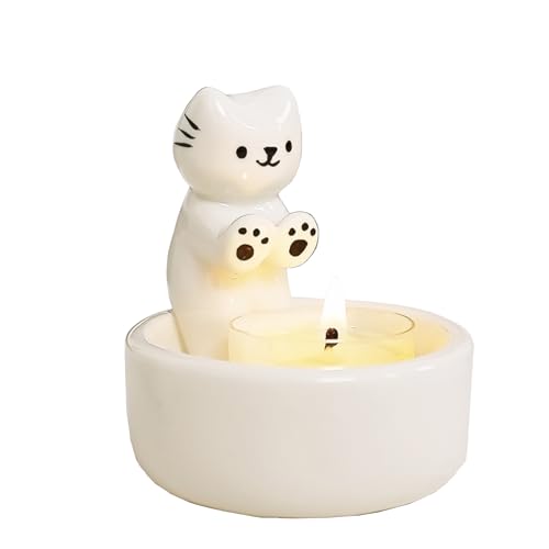 Cat Candle Holder Cute Cartoon Candle Holders Kitten Warming Paws Tea Light Cute Cartoon Kitten Scented Candles Candle Lamp Cute Cat Home Decor Gift for Cat Lover