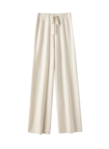 Suxgumoe Women Wide Leg Pants, High Waist Stretch Casual Sweatpants White
