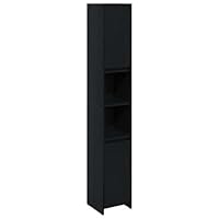 vidaXL Bathroom Cabinet Black Oak 30 x 30 x 183.5 cm Engineered wood, Stylish Bathroom Cabinet, Rectangular Design, Adjustable Shelves, Ample Storage, Compact, Functional Furniture for All Spaces