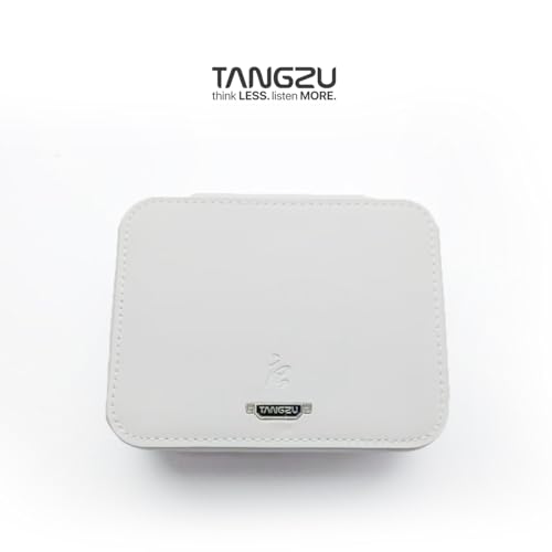 Image of TANGZU Premium Leather Earphone Case, Water-Resistant Portable Earbuds Storage Case for Earphones, Audio Accessories, Eartips and Cables, White-Max