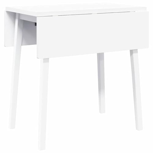 Table pliante en bois pour petit espace bureau compact et repas blanc lisse - 2