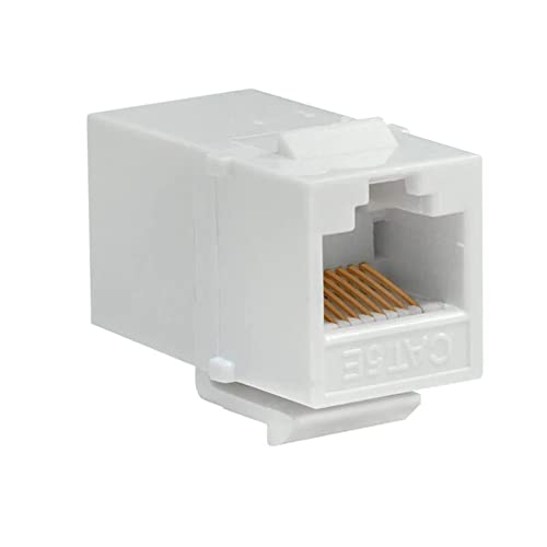 Cmple - Cat5e Inline Coupler Type Keystone Jack, Female to Female RJ45 Inline Coupler for Computer Networks, Laptops, Monitors - White