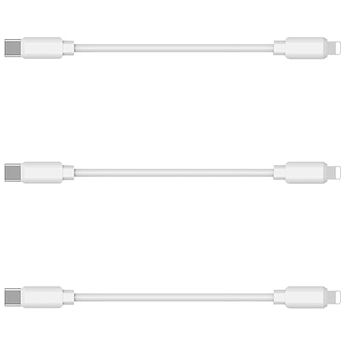 MSTJRY 3 Pack 10 Inch Short lPhone Cord to USB-C, 20W Fast Charging Cable Fast Charging Station, White