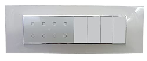 Image of Smarteefi Touch 8 Port Modular WiFi Smart Switch Board (7 Light Switch + 1 Switch 16A), Customizable with add-on modules, Compatible with Alexa & Google Home (Size: 8M-Horizontal (262mmx90mmx40mm))