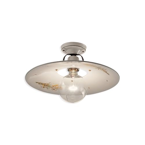 Plafonnier 1 lumière Bologna C829 en métal noir fumé et détails de cuivre précieux