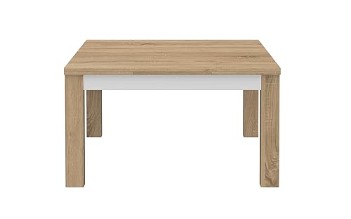 Lourini® Mesa Comedor Madera Extensible de 140 a 230 cm para 6-10 Personas. Mesa Nórdica Blanca y Madera Maciza Roble Natural, Ampliable, Grande. Made in Portugal