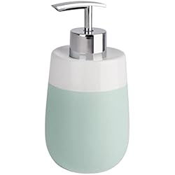 Dosificador Jabon Ceramica Wenko Malta Dosificador Jabón 0.3 L, Cerámica, Verde Menta, 7.5x7.5x15.5 cm