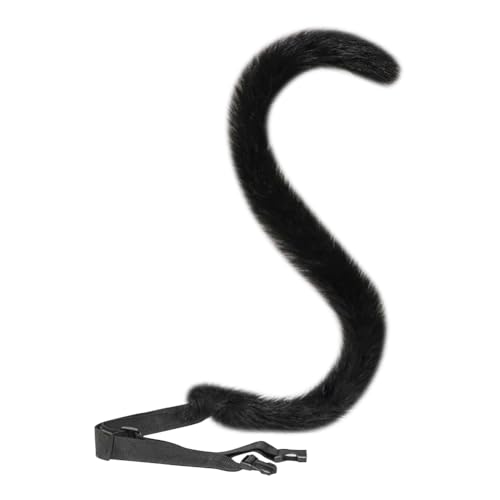 UUYYEO 80cm Plush Faux Fur Tail Long Animal Tails Furry Fox Tail Halloween Cosplay Tail Cat Costume Tail Fancy Dress Tail Carnival Party Supplies Black