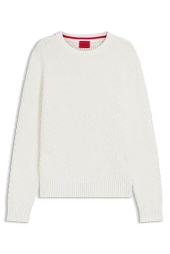 HUGO Hommes Syer Pull en Maille de Coton et Texture Premium 3D