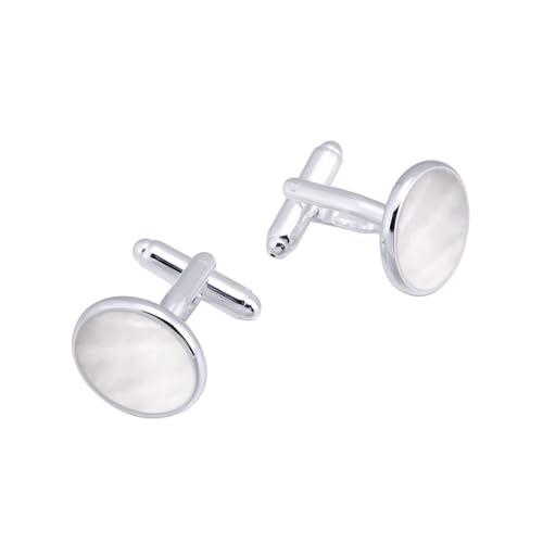 Gemelos de plata antidesgaste con perla para puños de camisa de boda 2