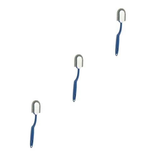 3 Brosses de nettoyage bleues en plastique à long manche pour la maison