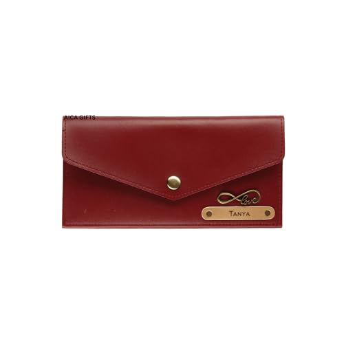 Image of AICA Personalized Name & Charm Leather Womens Wallet (Wine) | Customized Gifts for Women Girls | Gifts for Women | Wallet for Woman | Diwali Gifts | Wallet for Women | Corporate Gifts for Staff